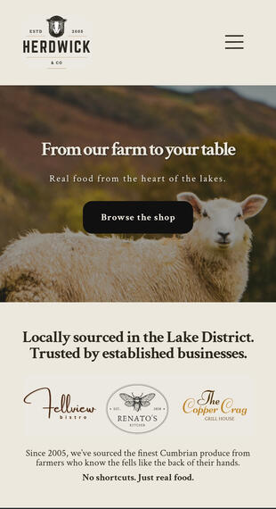 Concept farm shop website.